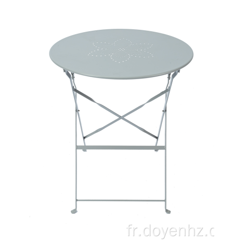 Table pliante ronde en métal 60 cm avec motif en étoile